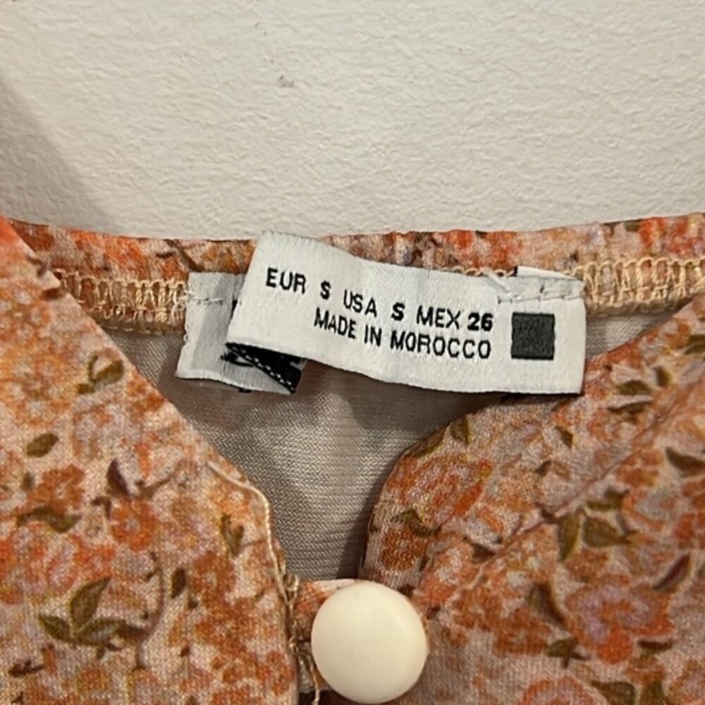 Zara Pink Ombré Floral Button Front Satin Midi Slip Dress Y2K Style Size Small - Picture 7 of 14